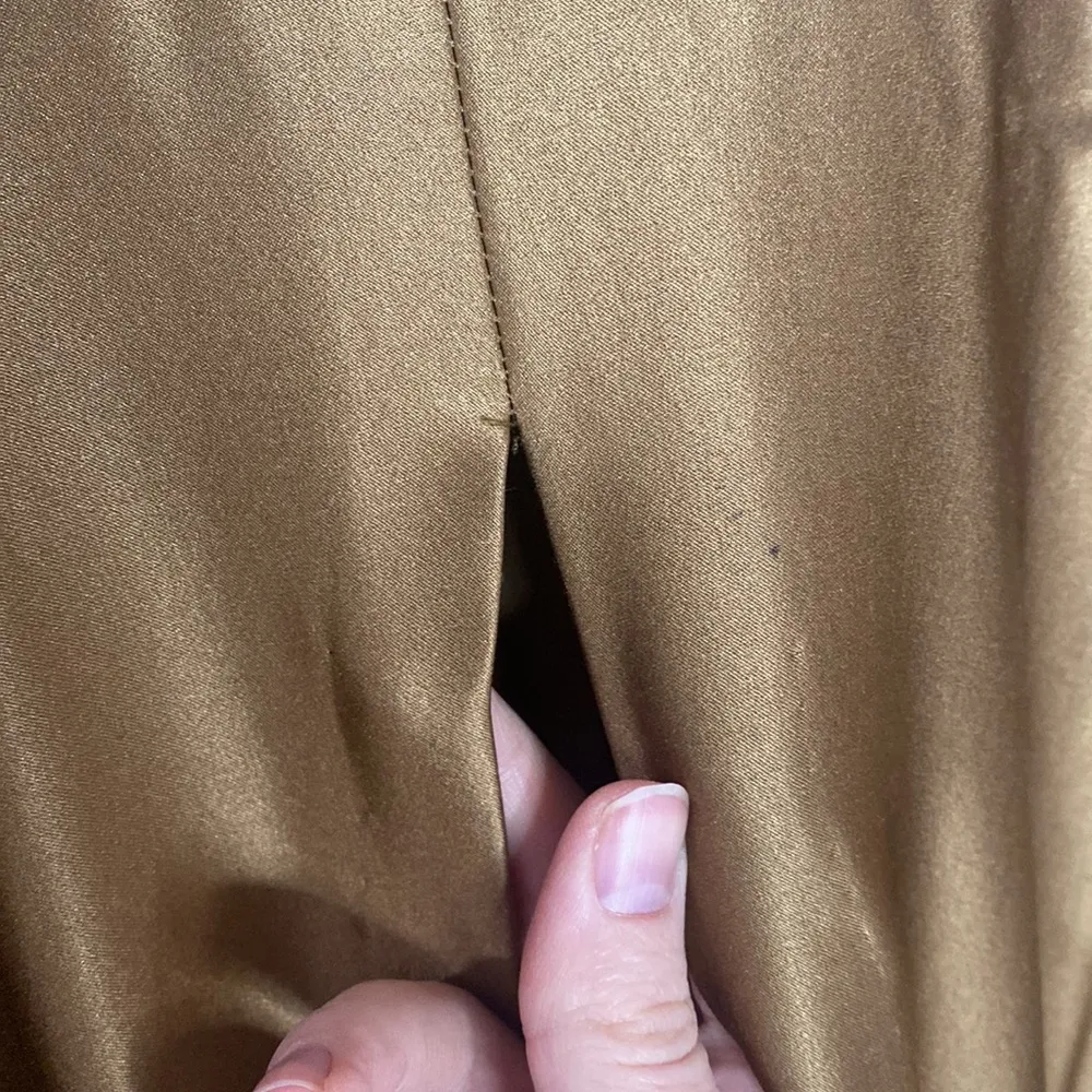 Retrofete Barbara silk ruched mini dress in olive army hue size XS - Image 10