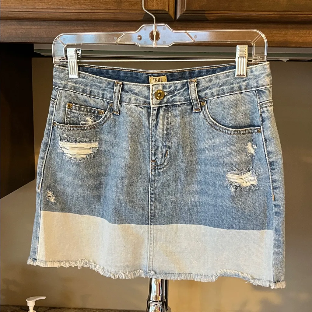 Denim Jean Skirt Distressed Western Rodeo Womens 5 True Craft - Image 9