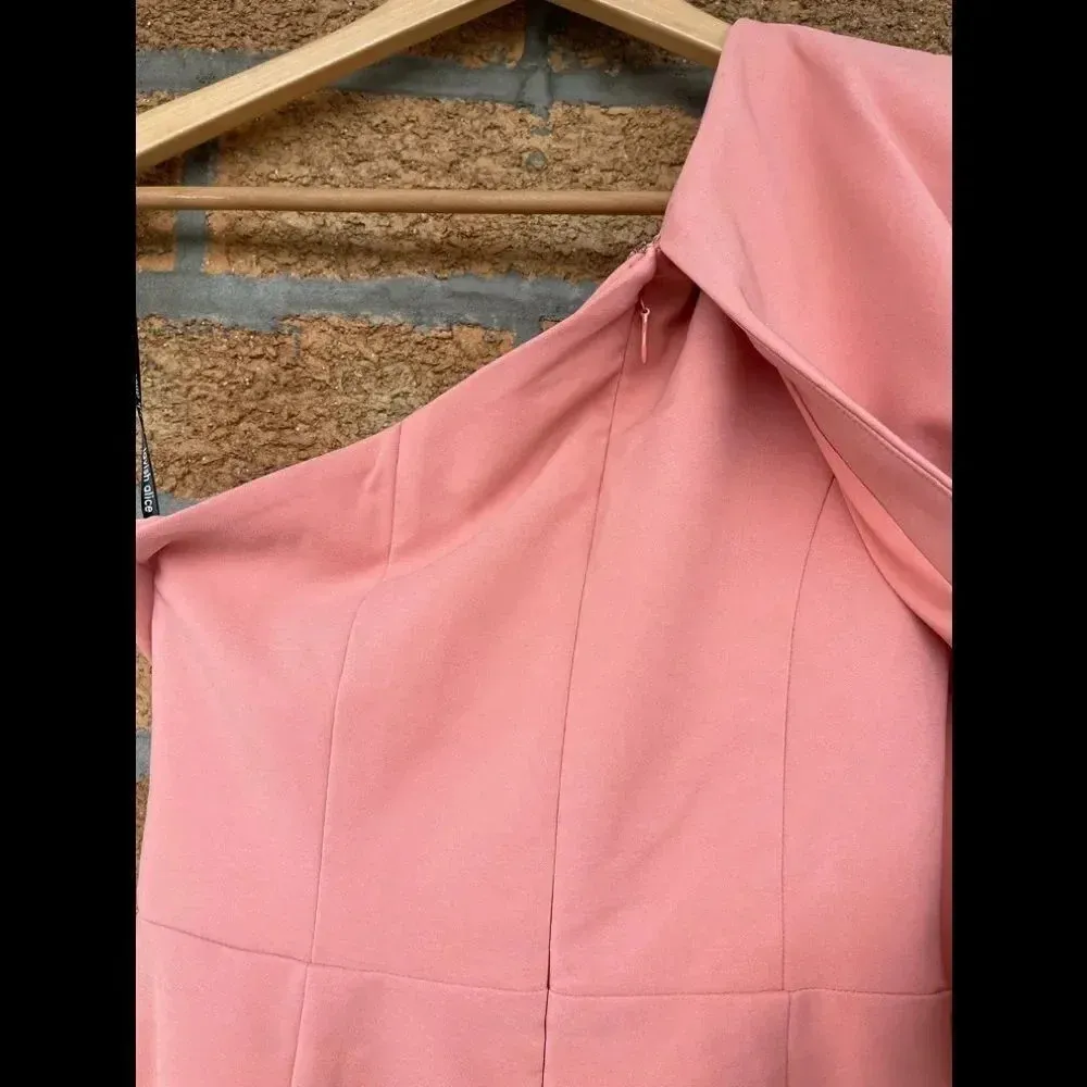 LAVISH ALICE One-shoulder Cape-detail Crepe Jumpsuit In Coral size 2 - Image 7