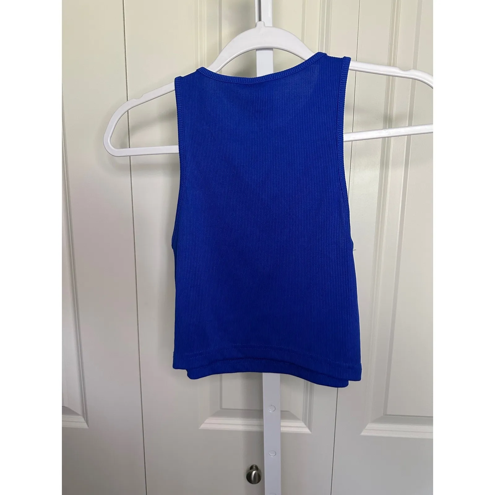 Royal Blue‎ Sleeveless Ribbed Cropped Tank Top - Women's Casual Summer Essential - Image 3