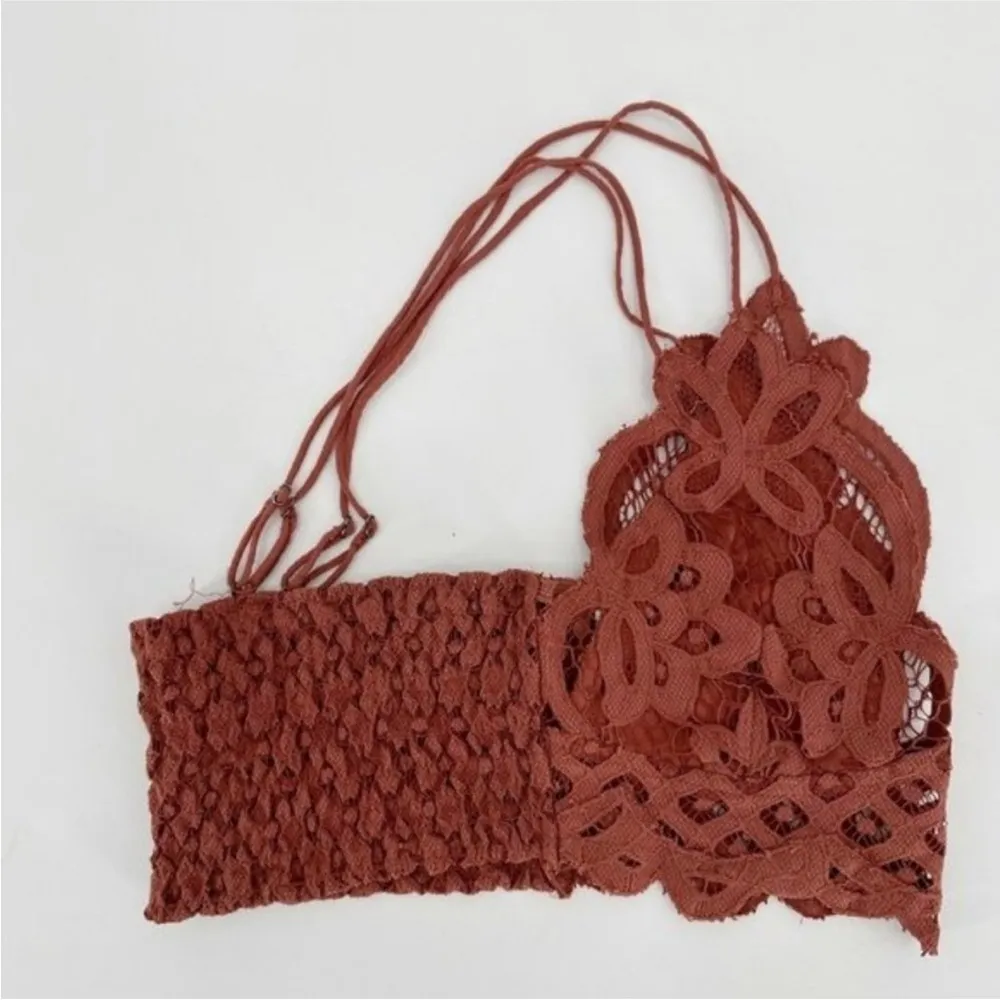 NWT Free People Smocked Adella Lace Racerback Boho Bralette Rust XSmall XS Bra - Image 2