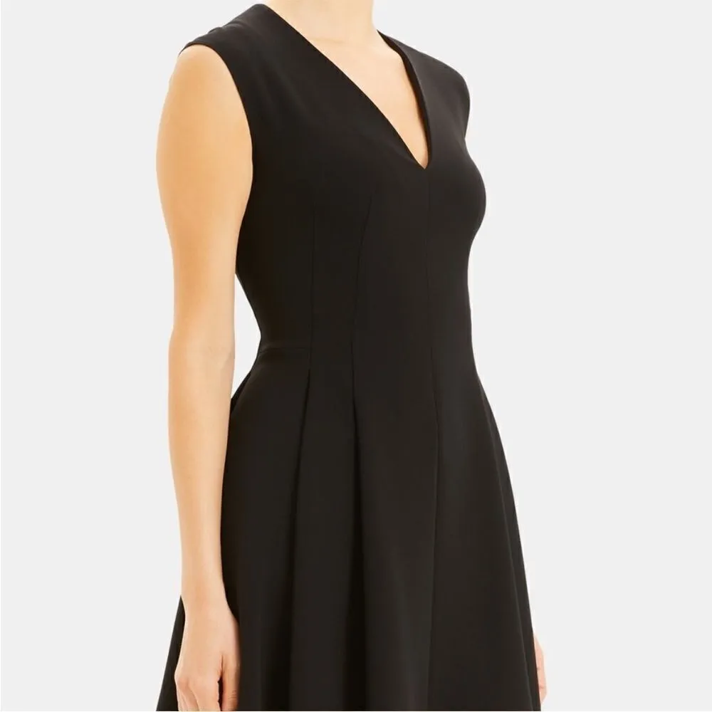 Theory Black Cap Sleeve Deep V Neck Dress, NWT - Image 3
