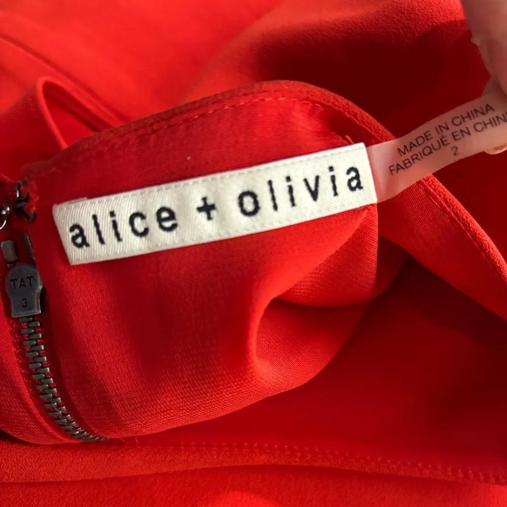 Alice + Olivia 2 Cairo Cape Sheath Crepe Dress Poppy Red‎ and Black Mini Dress - Image 8