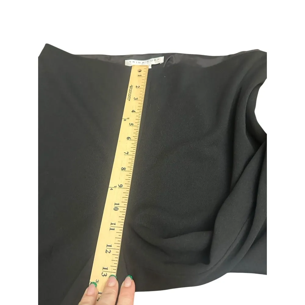 Trina Turk Black Wide Leg Straight Size 10 Side Zip High Rise Dress Pants #AA2-3 - Image 4