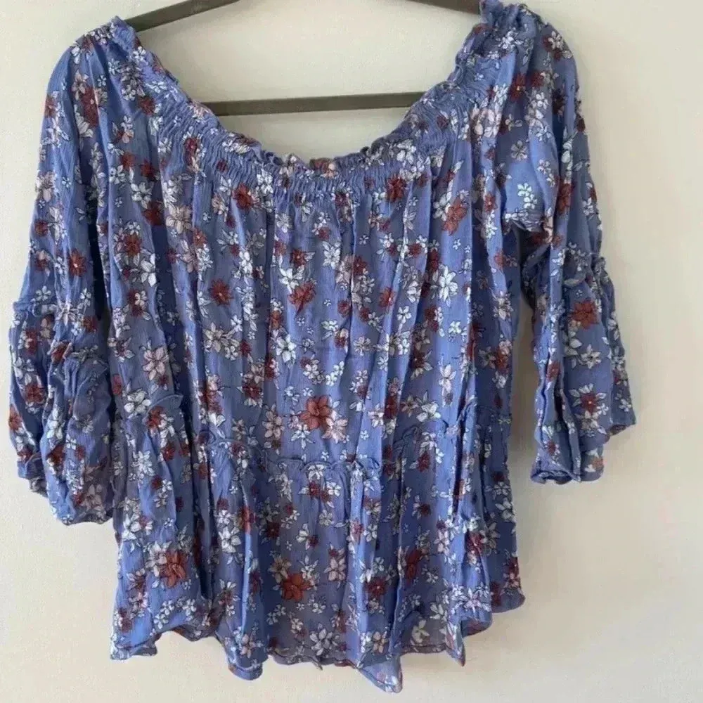 No Comment Floral Bell Sleeve Boho Blouse Womens - Image 3