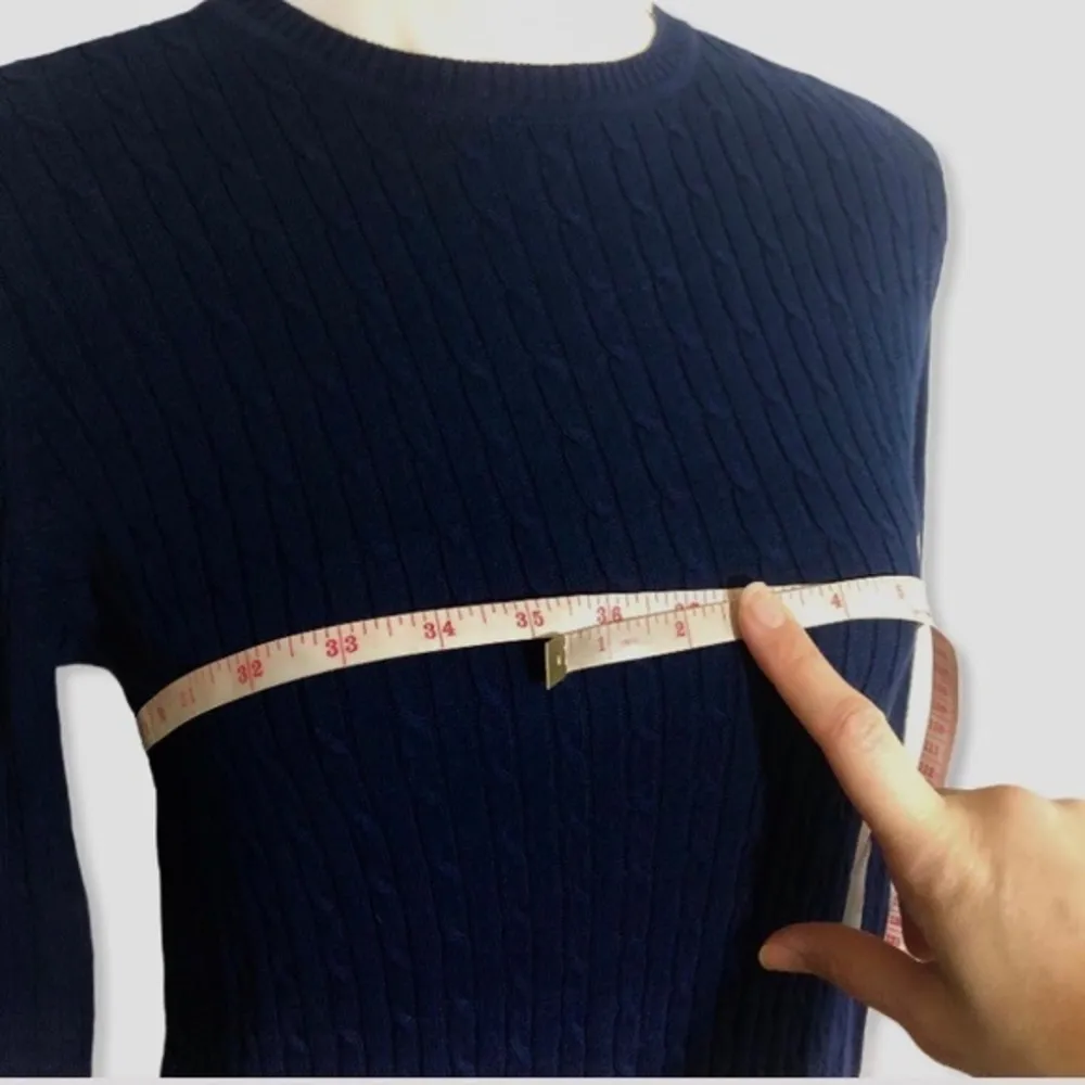 NWOT Navy Blue Cable Knit Crewneck Sweater Top New - Image 5