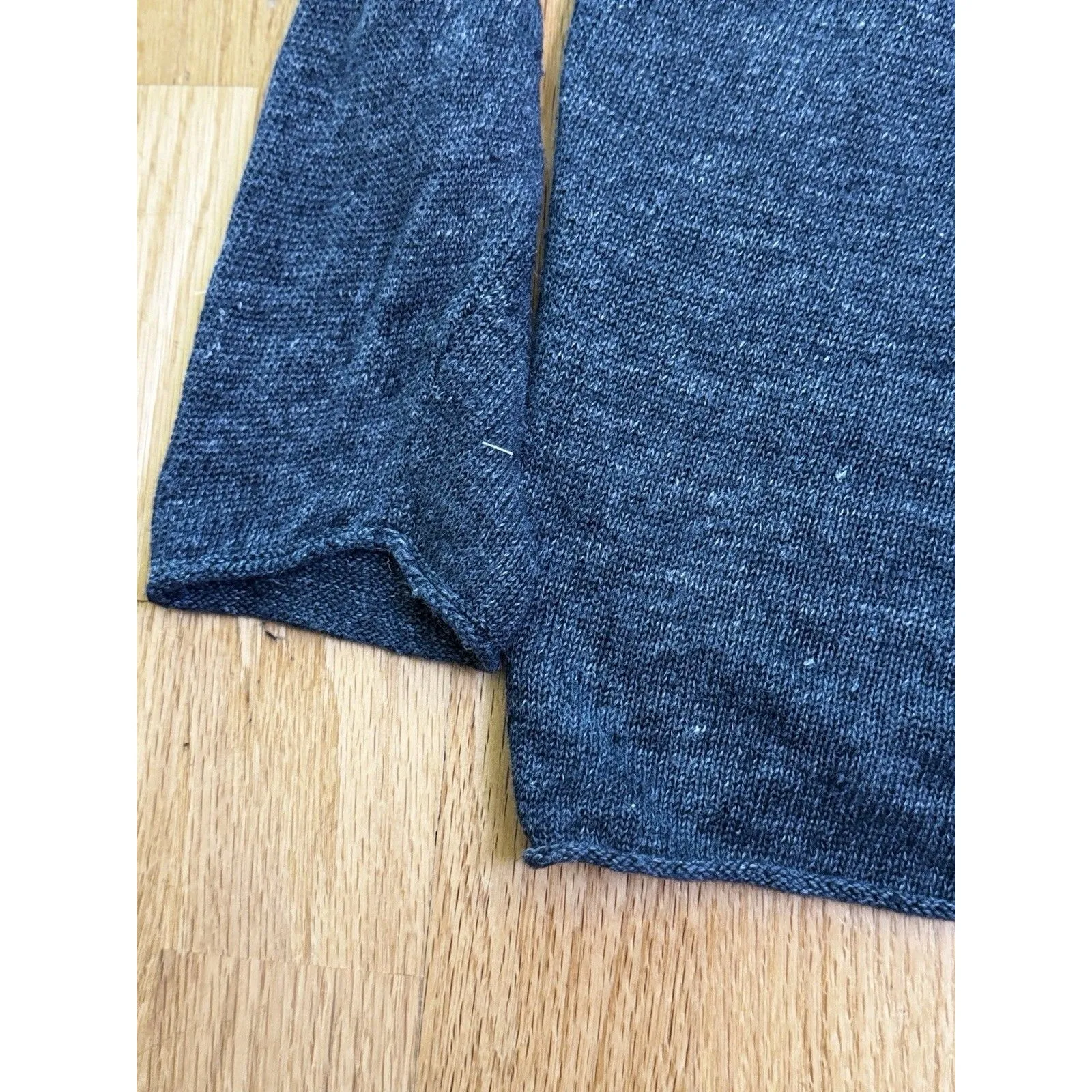 VINCE Blue Gray Heather Knit Linen Crew Neck Pullover Size M - Image 9