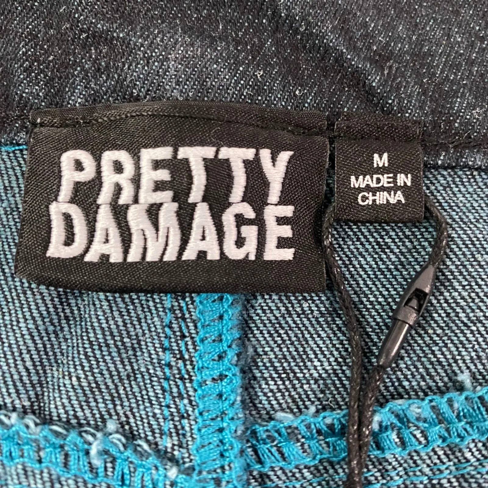 Pretty‎ Damage Wide Leg Jeans Womens Distressed Ripped Electric Mayhem Sz M NWT Black Size M - Image 11