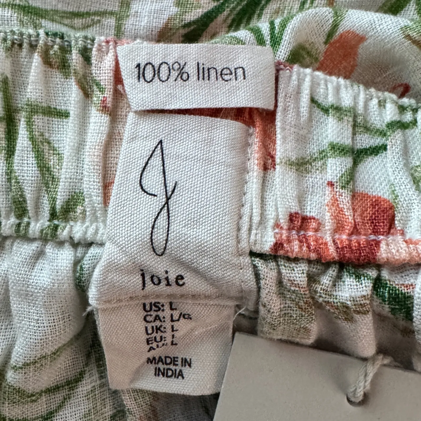 Joie Linen Skirt Womens L White Red Green Floral Midi‎ Summer Boho Chic Resort - Image 6