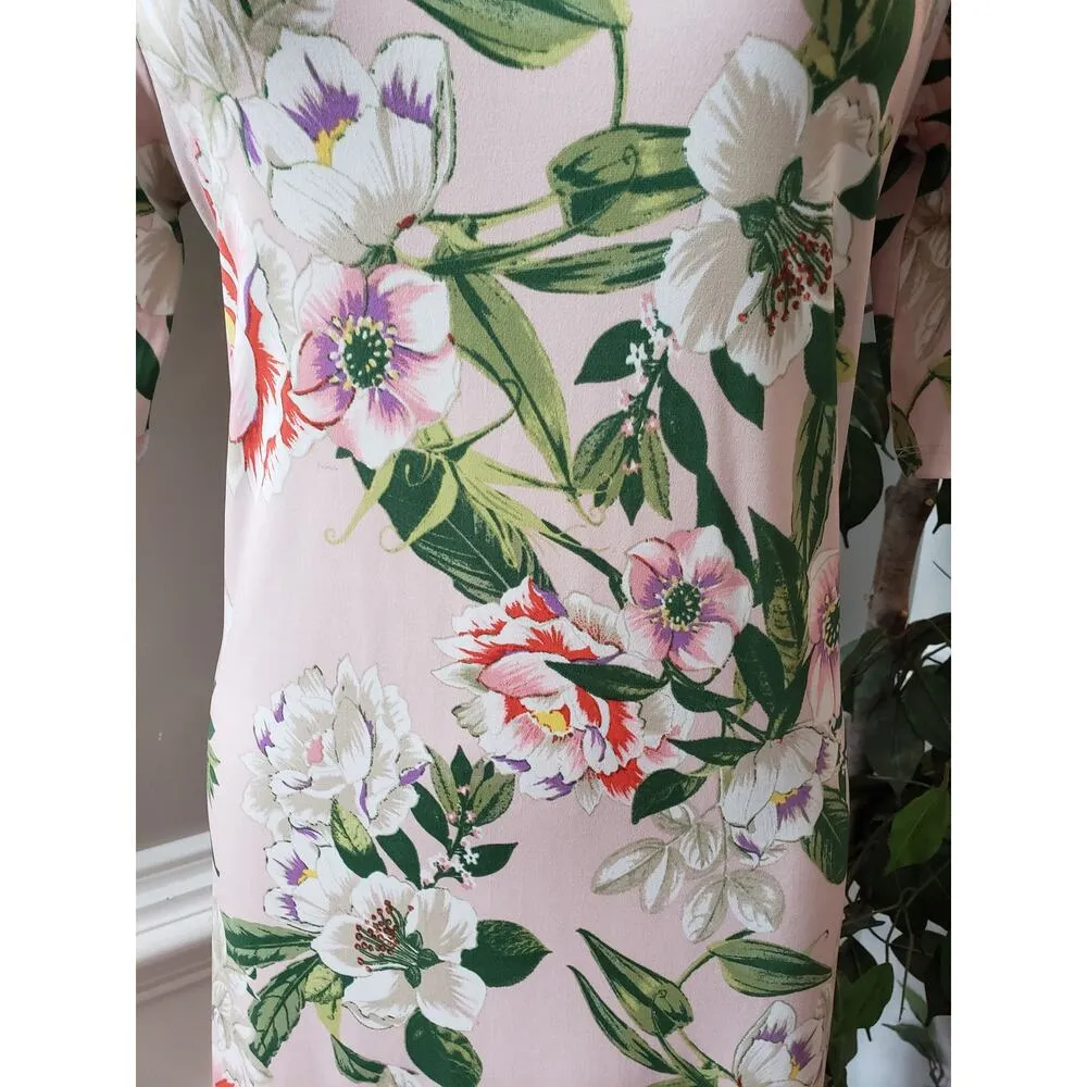 Grace Elements Dress Women S Pink Floral Sheath Stretch Short Sleeve Spring - Image 4