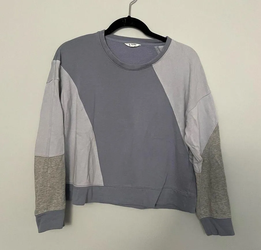 Splendid Colorblock Light Blue Gray Crewneck Sweater Sweatshirt Size S - Image 7
