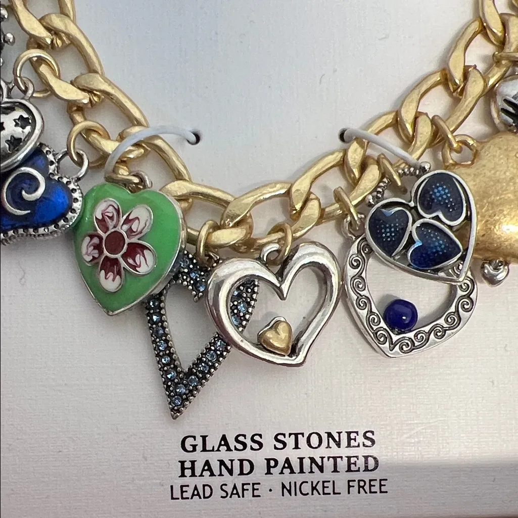 Piper K | Dual-Tone Boho Heart Charm Bracelet w/ Heart Clasp - Image 3