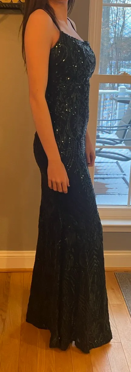 Windsor Emerald Green And Black Prom Dress - Image 3