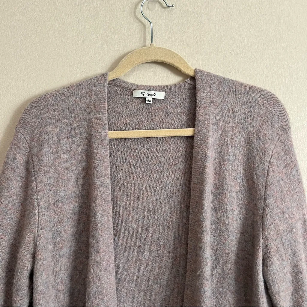 Madewell Kent Cardigan Sweater in Coziest Wool Yarn Heather Purple Pink Sz M - Image 6