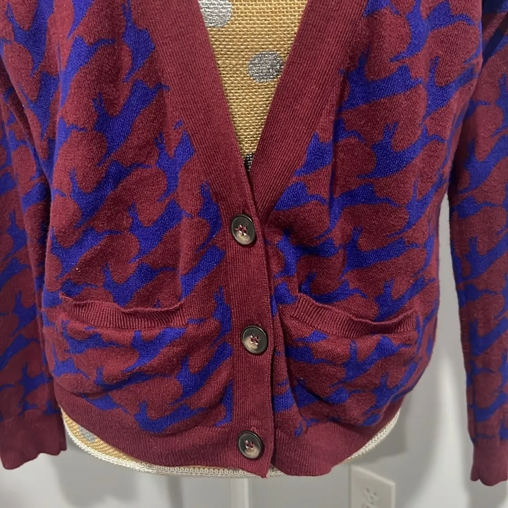 Madewell Wallace Women's Red Rabbit Print Long Sleeve Cardigan Size S - Image 2