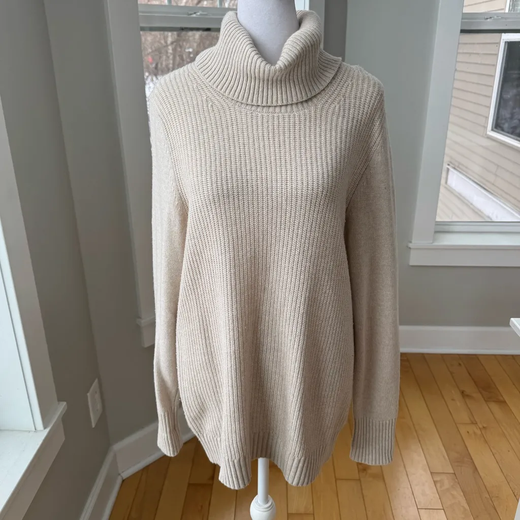Banana Republic Filpucci Yarn Cream Ivory Ribbed Turtleneck Sweater Sz Medium - Image 11