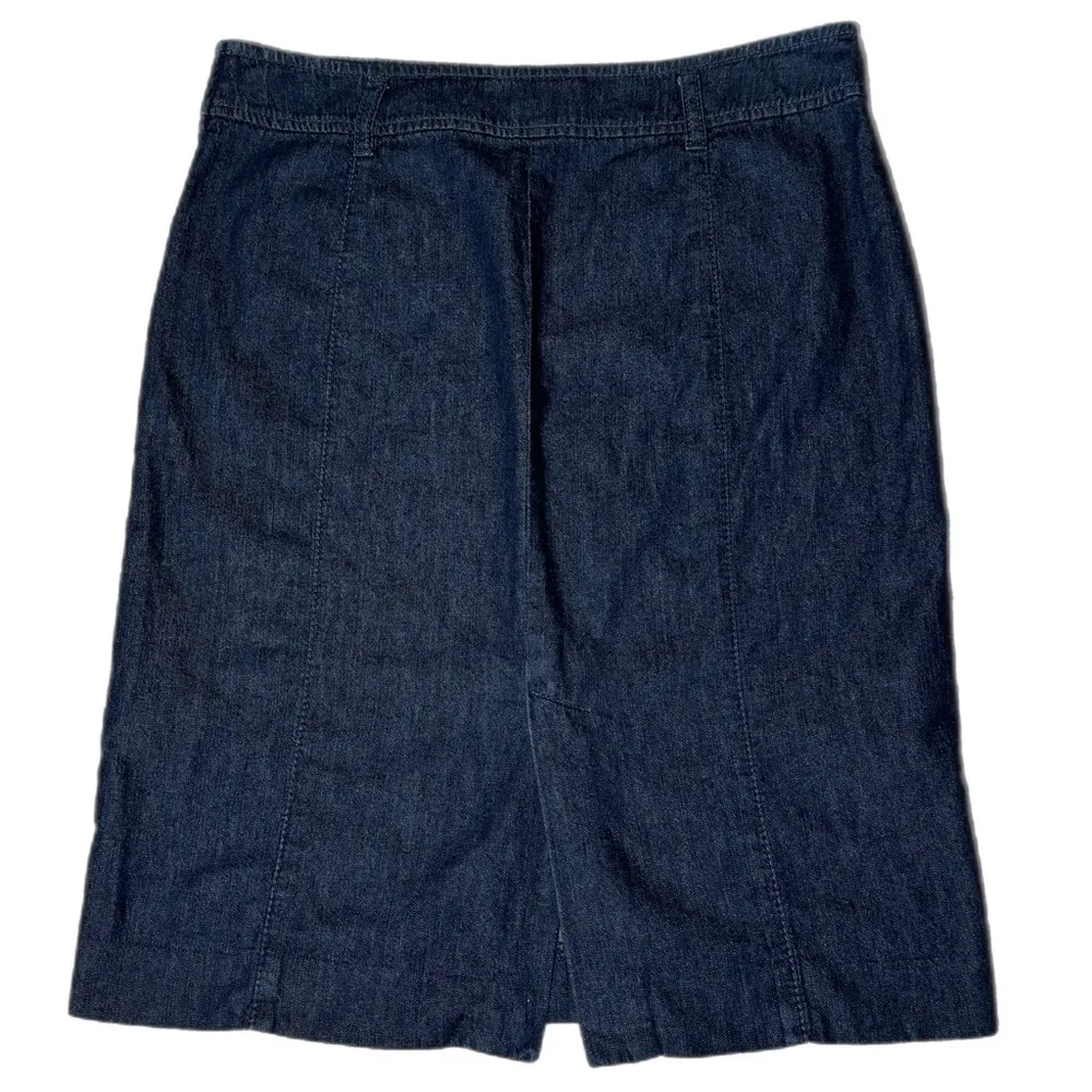 Ann Taylor Jean Skirt Womens Sz 4 Straight Pencil Dark Denim Knee Hem City Chic - Image 5