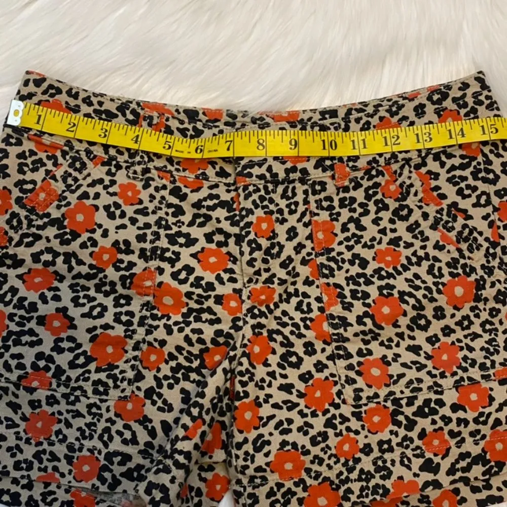 Banana Republic Denim Shorts Floral Leopard Print Size 2 Y2K - Image 8