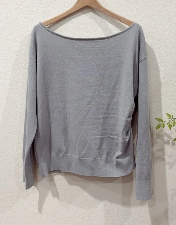 Sovere Studio Silver Boat Neck Relax Fit Sweater Size Small NWT Everyday Chic - Image 1