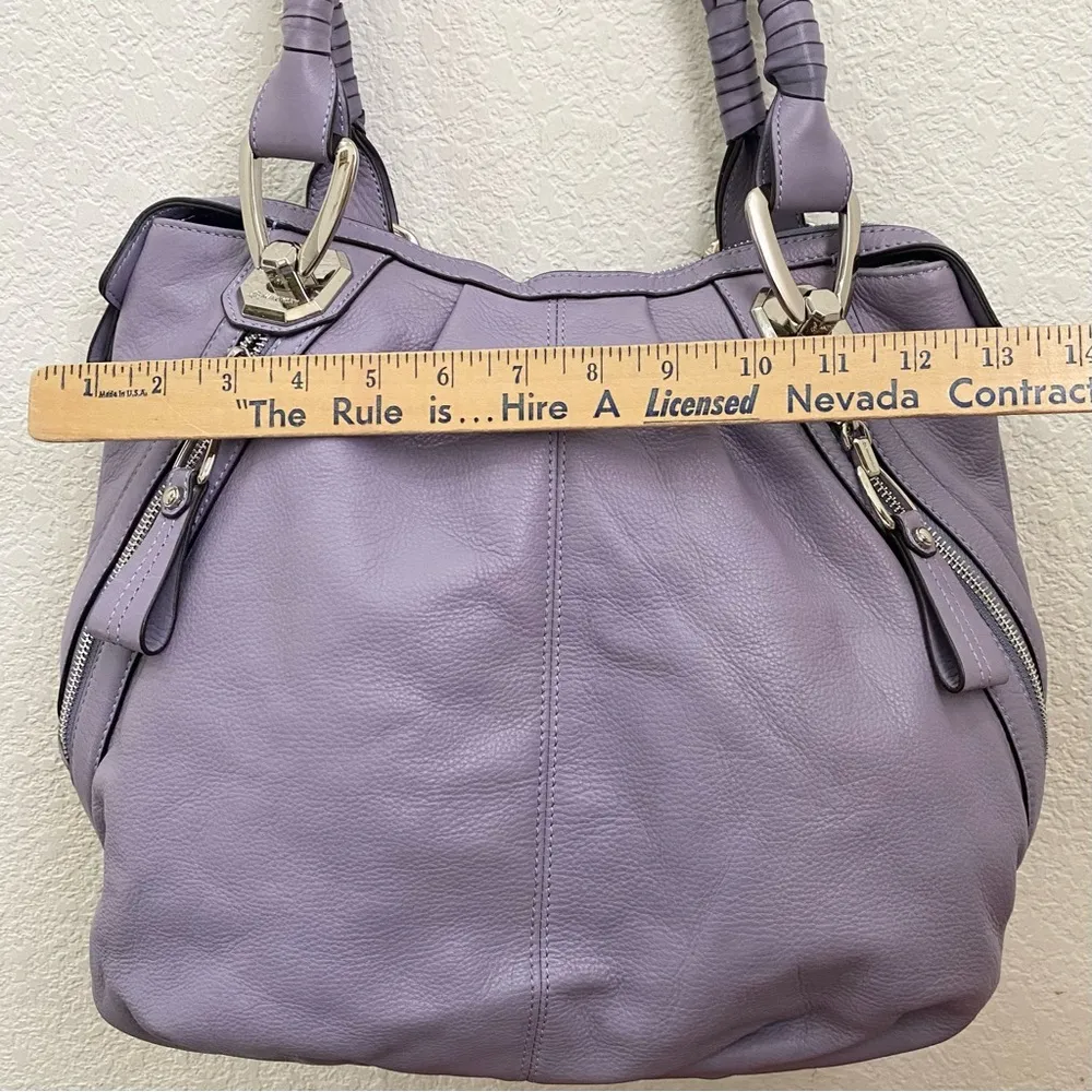 B MAKOWSKY A201693 Periwinkle Pebbled Leather Braided Double Strap Shoulder Bag - Image 9