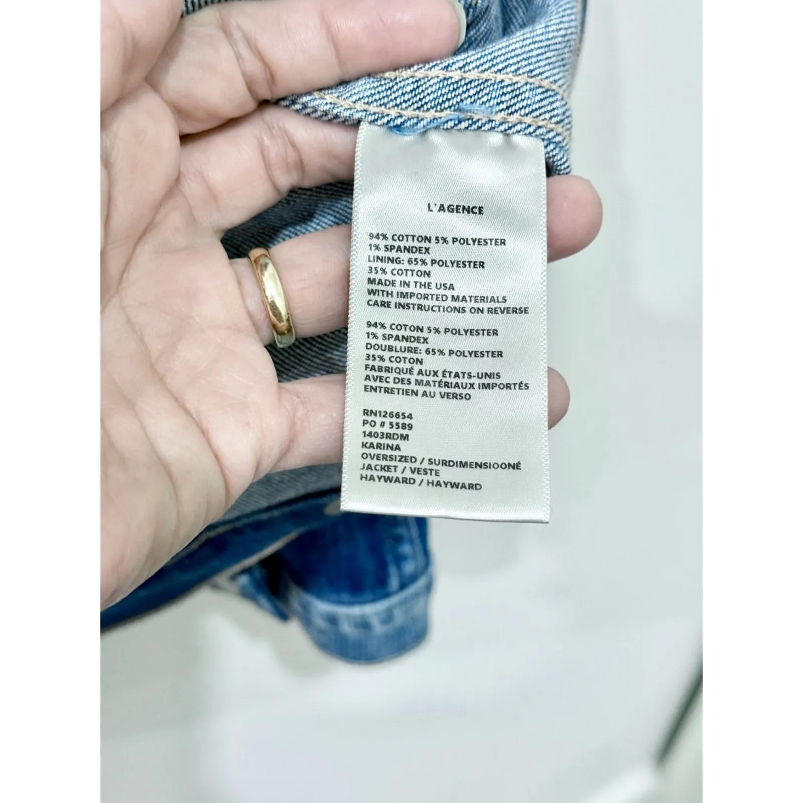 NWT L'Agence Karina Oversized Tucker Jacket Hayward Denim Blue Women's Size XS/S - Image 6