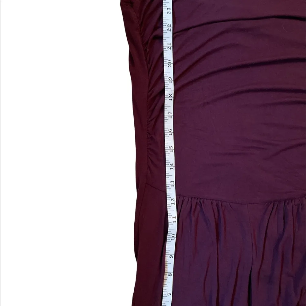 Burgundy 3/4 Sleeve Round Neck with Keyhole Ruched Sides Shirt - Image 10