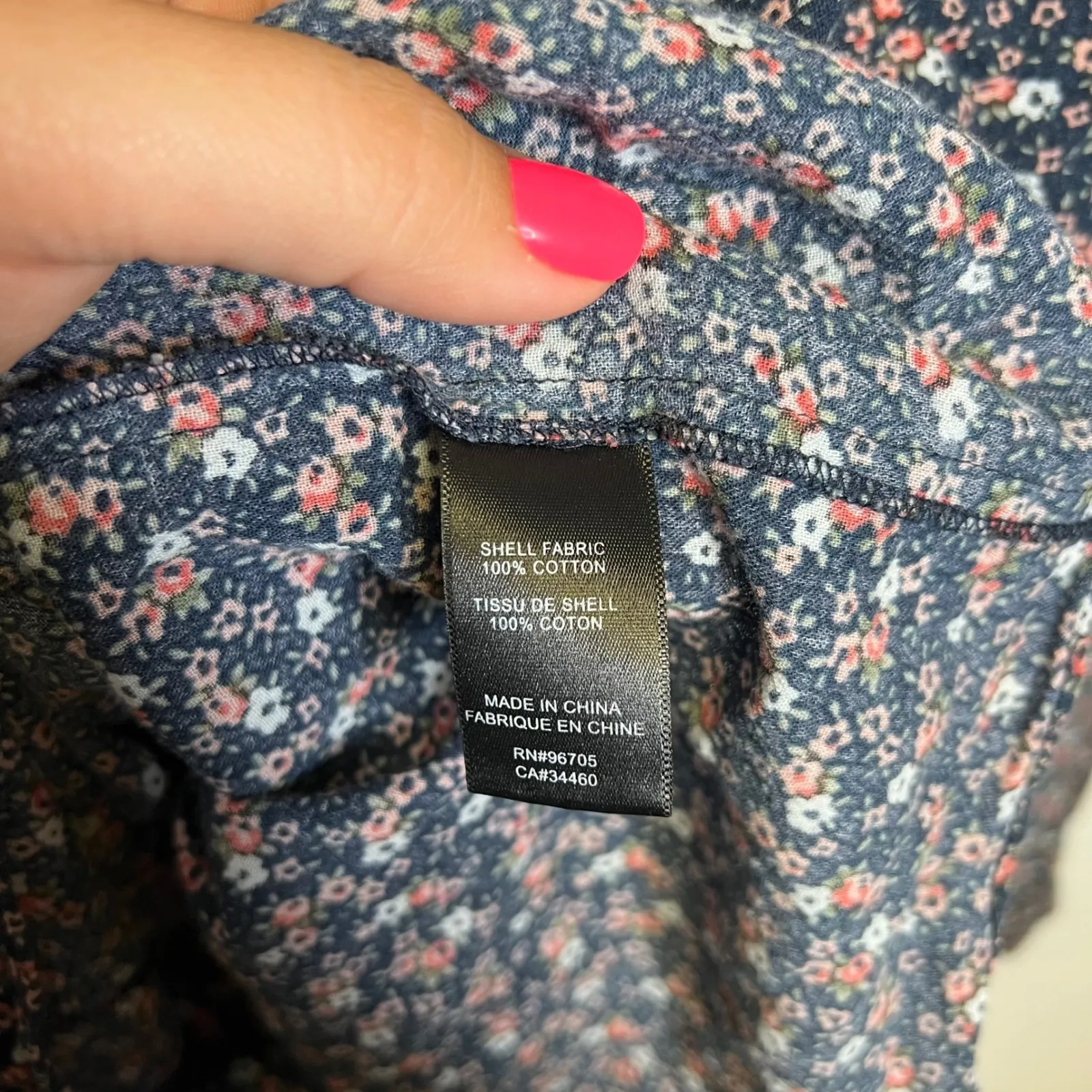 La Vie Rebecca Taylor Nadia Fleur Floral Print Long Sleeve Blouse Ruffle Trim XL Blue - Image 5