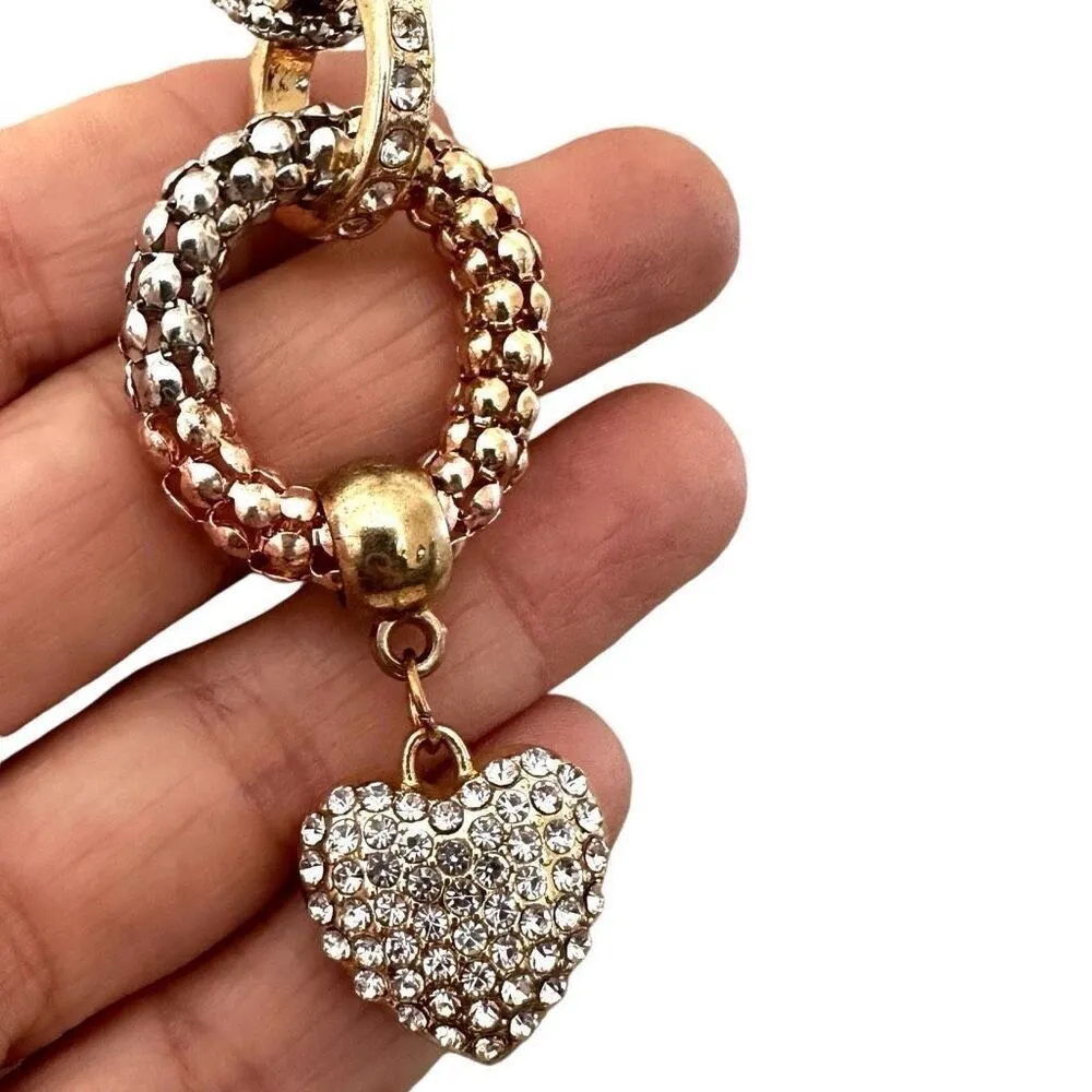 Silver/ gold tone rhinestone heart pendant necklace Silver - Image 2