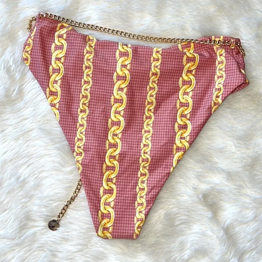 WeWoreWhat Emily Terracotta Chains Belted High Waist Bikini Bottom - Image 5