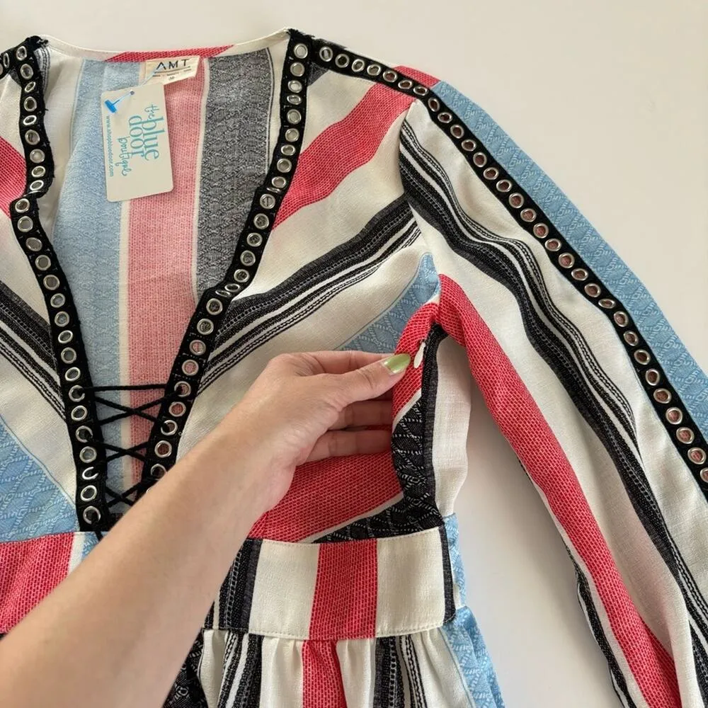 AMT Gypsy Gal Striped Long Sleeve V - Image 6