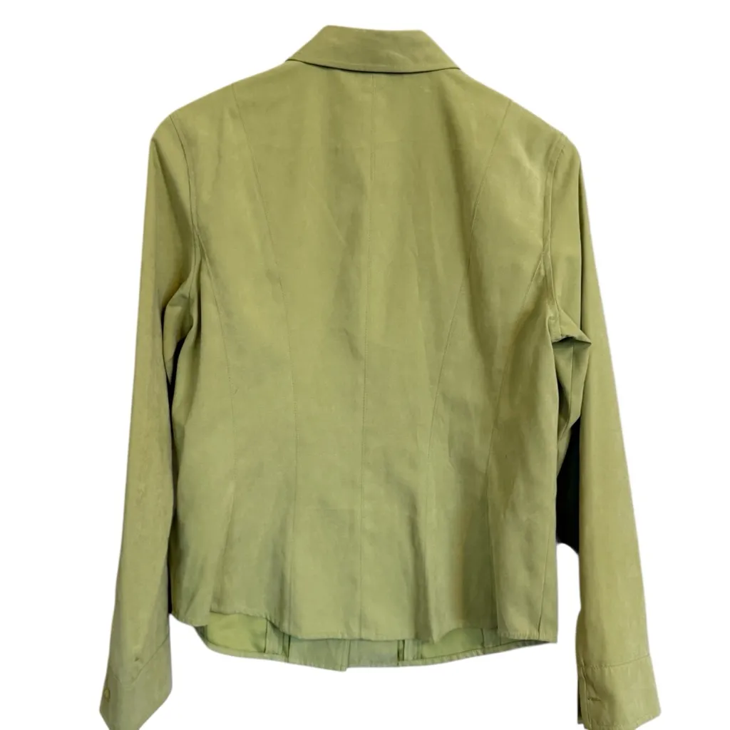 Talbots Lime Green LS Soft Brushed Polyester Buttonup Blouse Women’s Size Med - Image 2