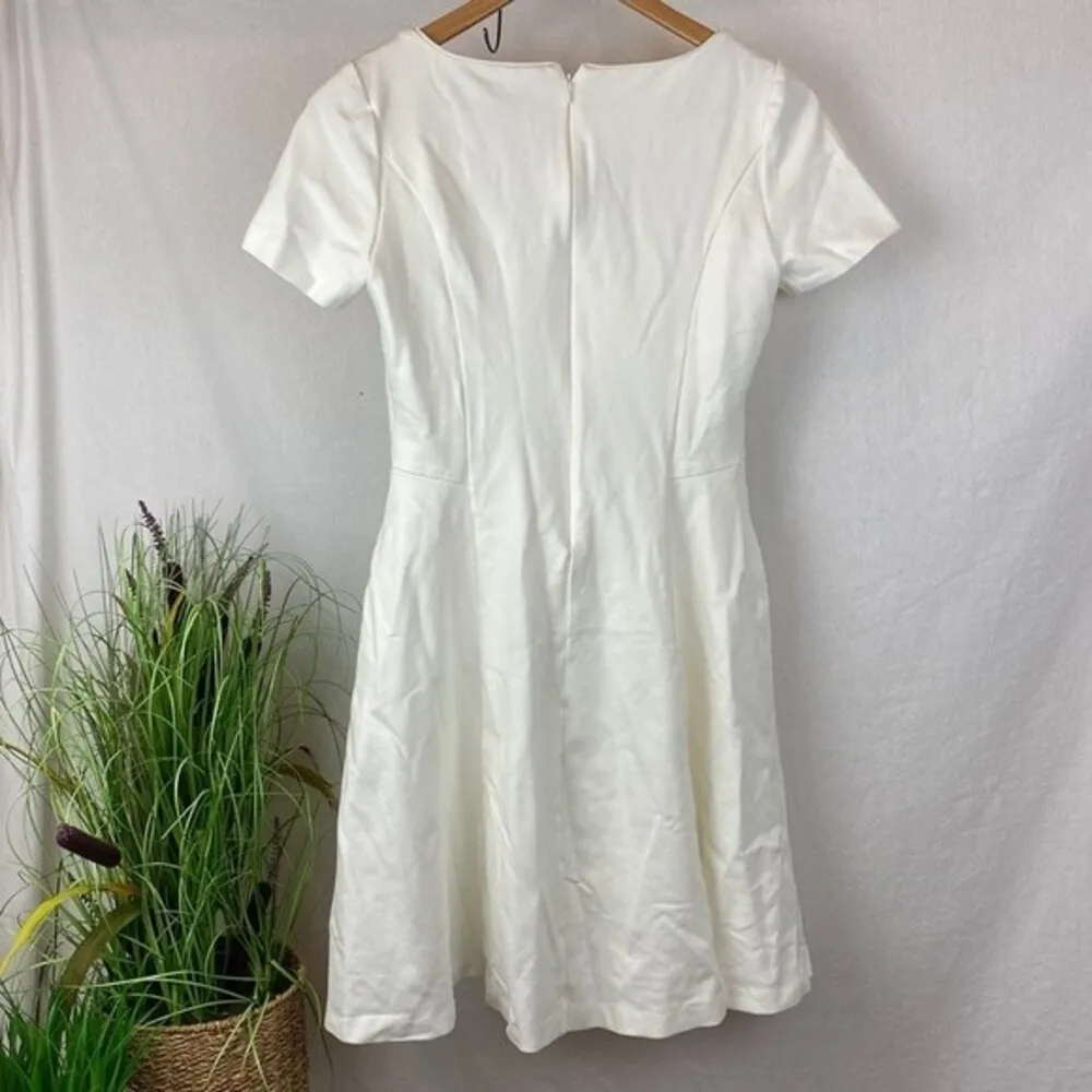 White House Black Market White Fit & Flair Short Sleeve Dress S - Image 3