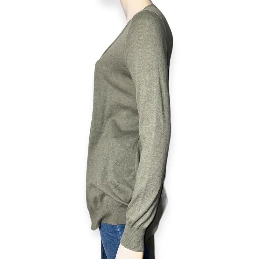 Allude Women’s Size S Grey Cotton Cashmere Tight Lightweight Knit Wrap Cardigan Gray - Image 5
