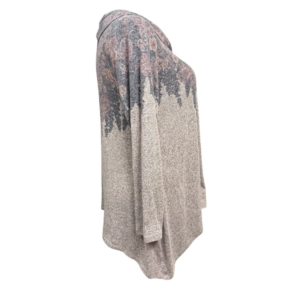 Maurices Floral Cowl Neck Tunic Sweater Top Taupe Gray XXL - Image 4