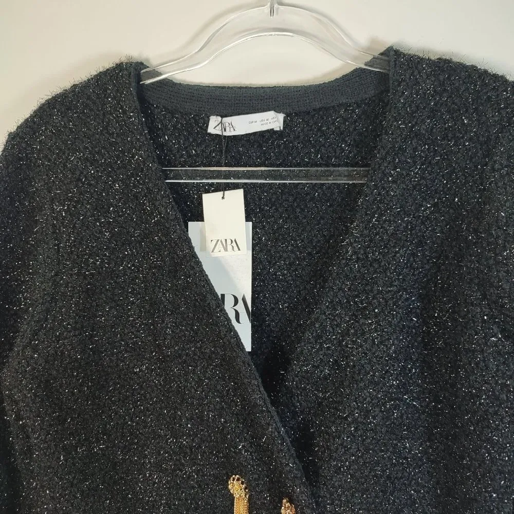 ZARA  METALLIC THREAD KNIT JACKET size M - Image 8