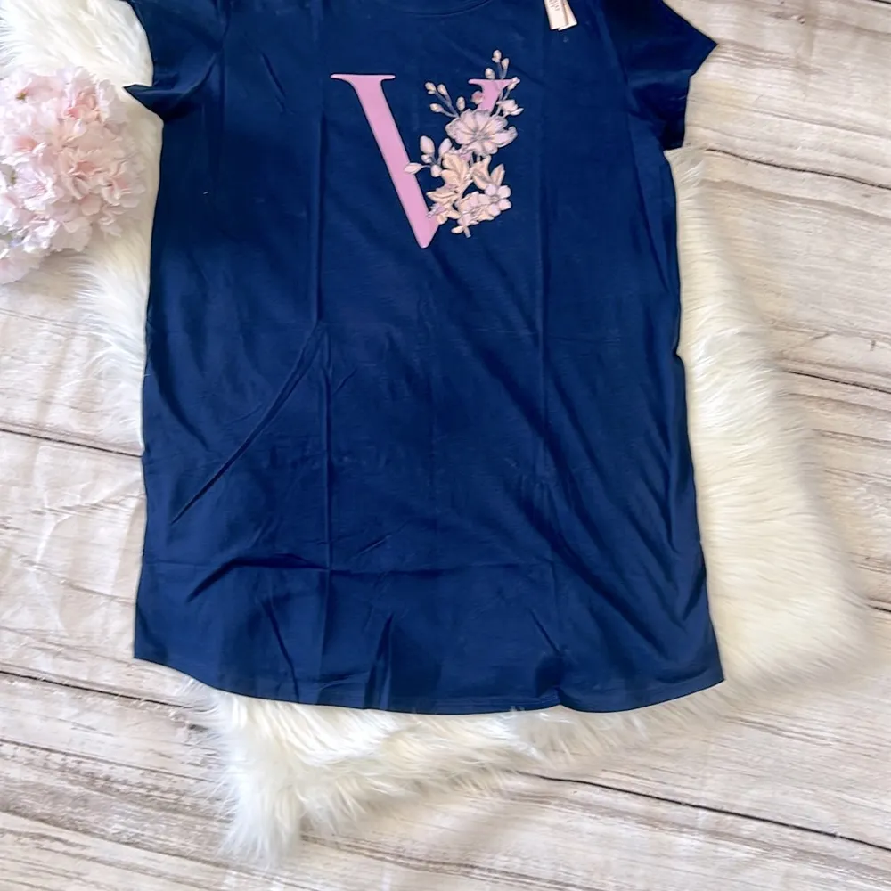 Victoria’s Secret Lightweight Cotton Sleep-shirt Size Large Navy - Image 4