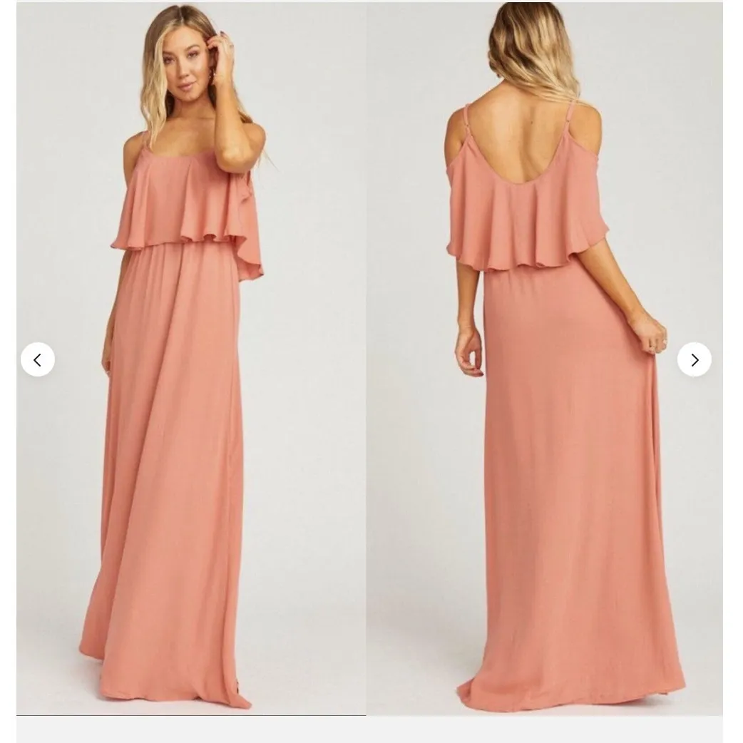 Show Me Your Mumu Caitlin Ruffle Maxi Dress Rustic Mauve Crisp Size Small - Image 5