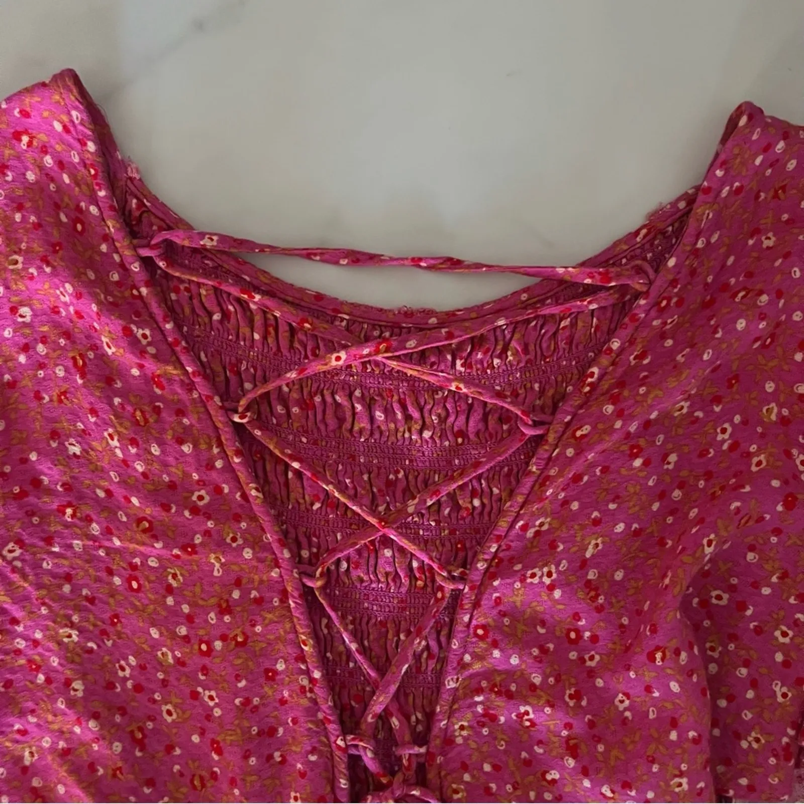 Free people Florence Mini dress ditzy floral pink cottage core fairy Sz Small - Image 7