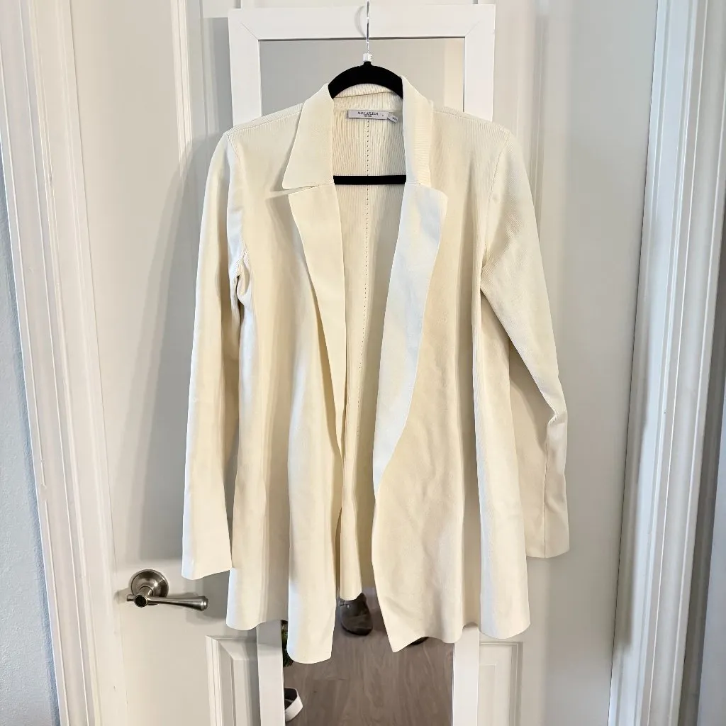 M.M. Lafleur Open-Front Knit Jacket – Ivory – Size Large - Image 2
