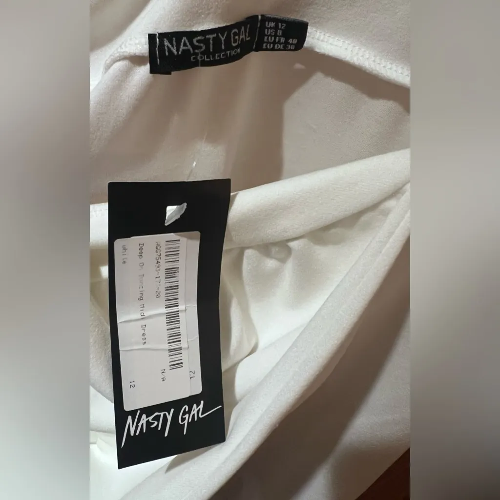 Nasty Gal Deep‎ on Dancing White Formal Holiday Midi Dress High Slit Size 8 NEW - Image 14