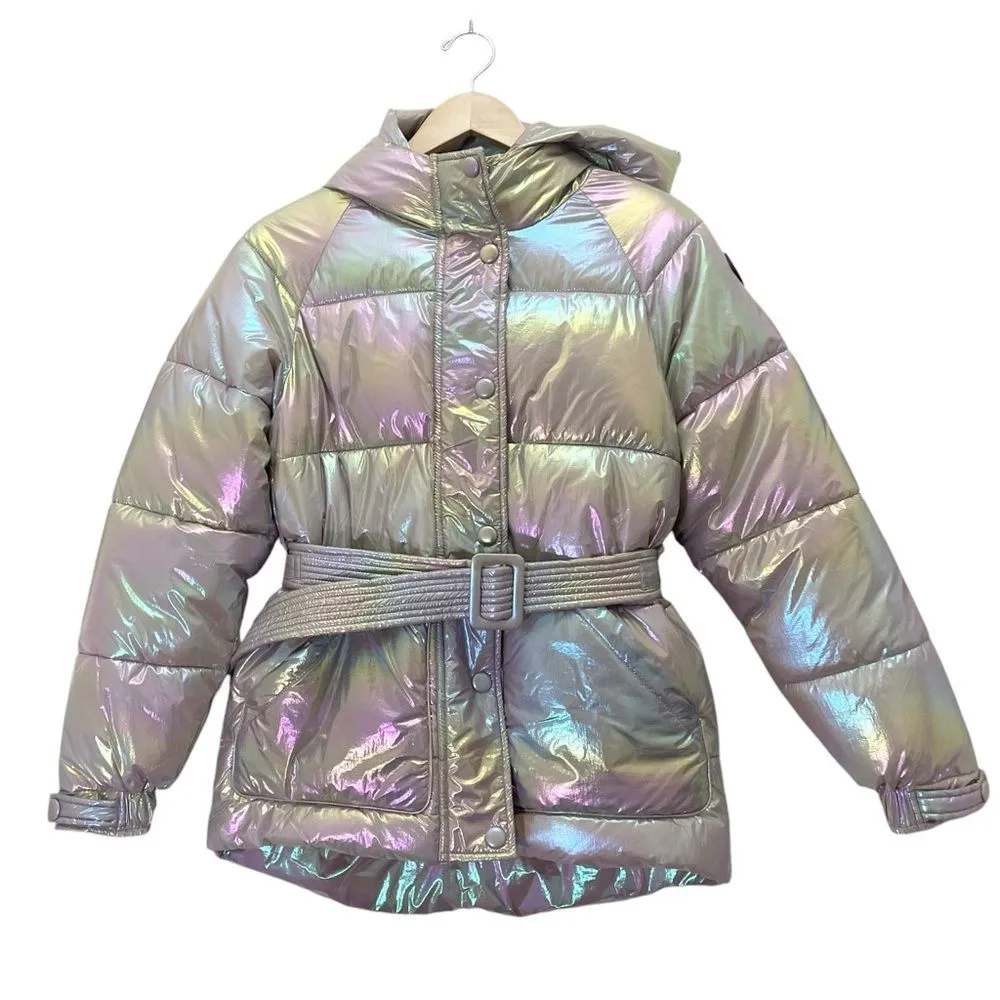 NEW Noize Bonita Holographic Puffer Jacket Size XS Metallic Tanzanite Ski Sporty Silver - Image 5