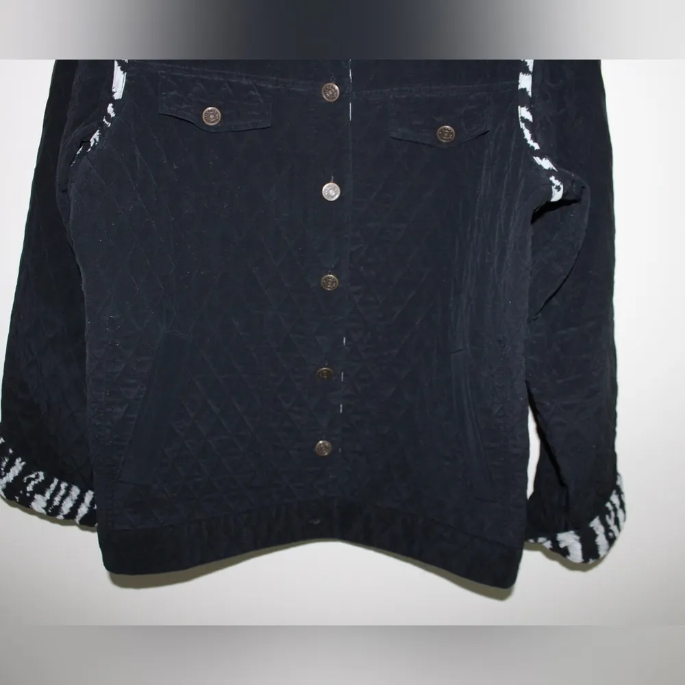 KOOS Of Course Reversible Zebra Print Quilted Jacket Black Size L - Image 11