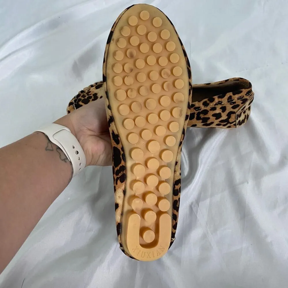Y2K Leopard Animal Cheetah Print Brown Tan Slip On Loafers EU 42 US 11.5 - Image 4