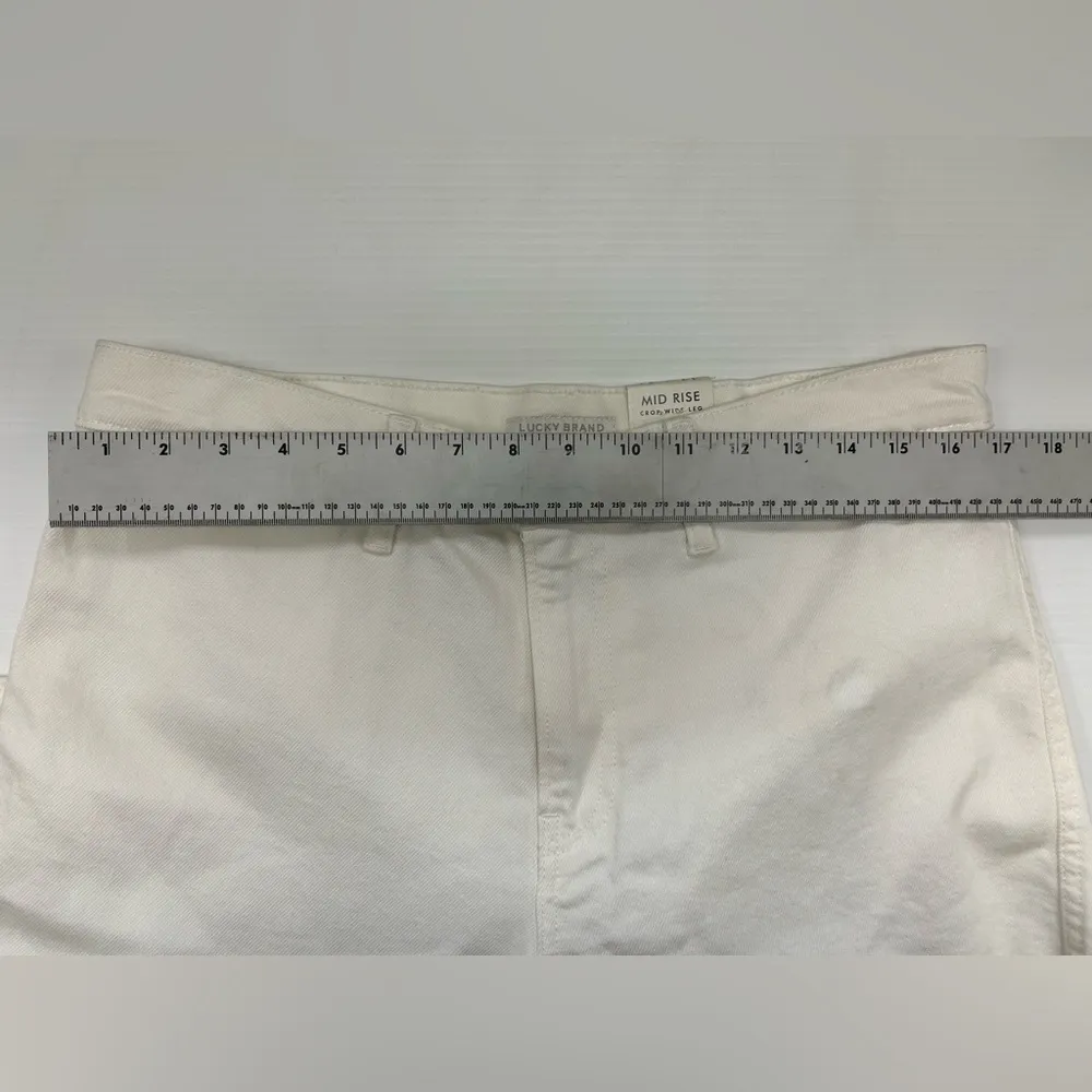 Lucky Brand Wide Leg Mid Rise Crop Jeans White Size 12/31 Barrel Leg NWT Flawed - Image 12