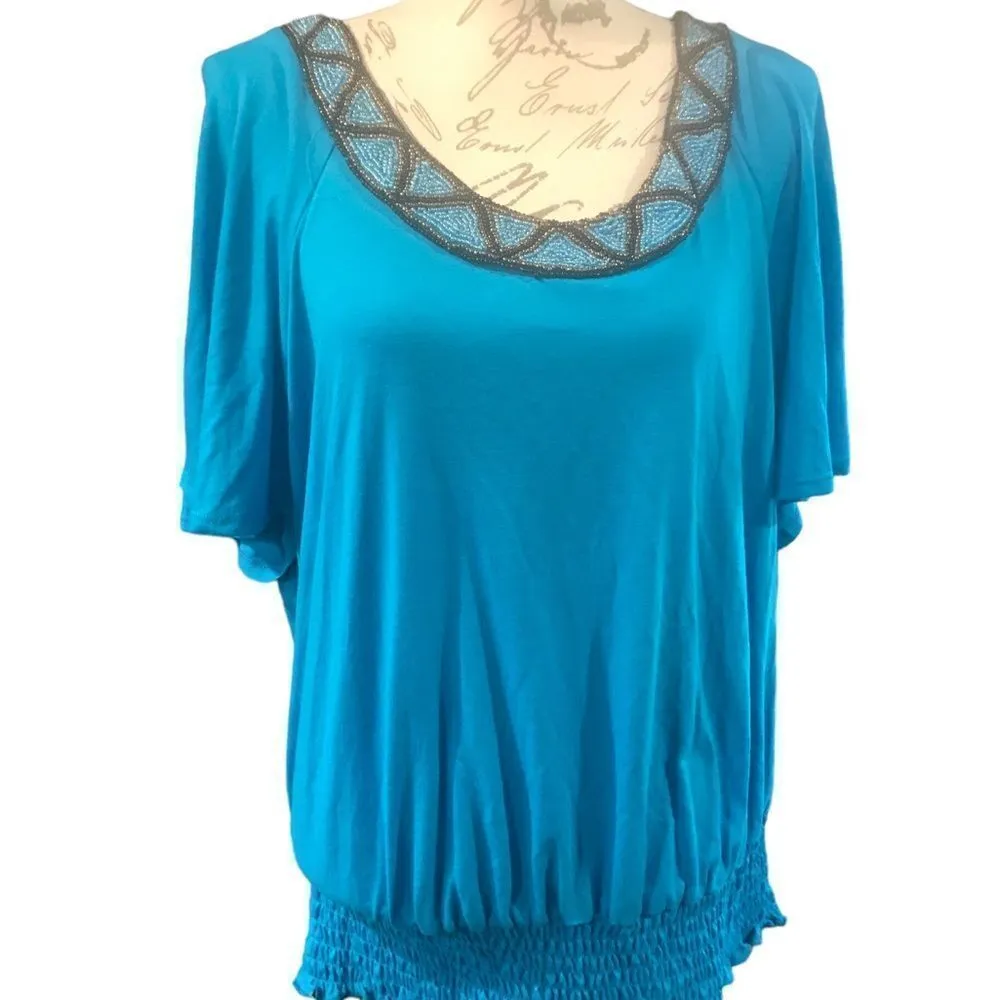 Faded Glory Blue Cold Shoulder Short Sleeve 3X 22W/24W - Image 9