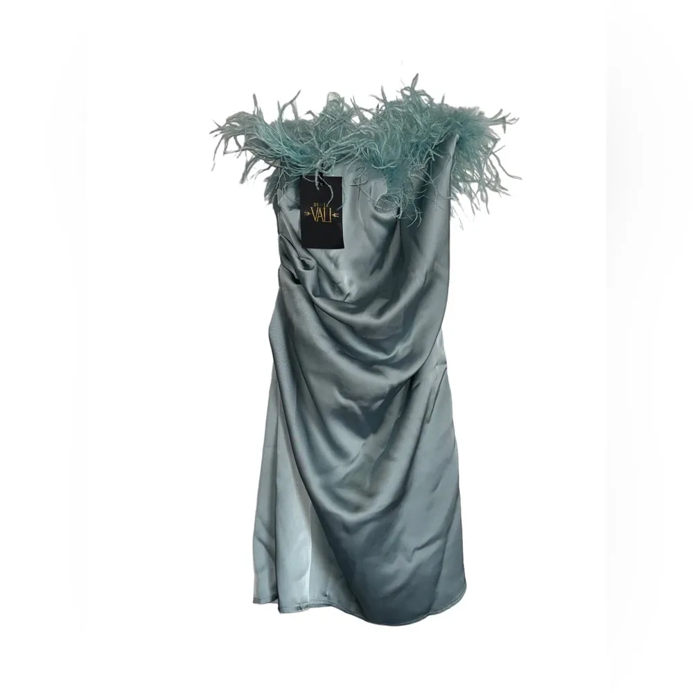 De La Vali Spicy Feather Trim Mini Dress Size 12 - Image 5