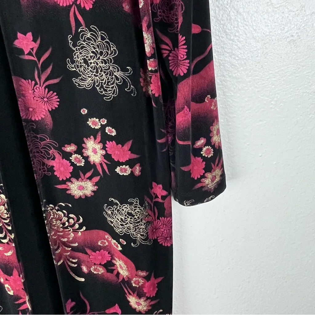 MIRASOL Black Floral Long Sleeves Single Button Slinky Y2K Cardigan Size Large - Image 9