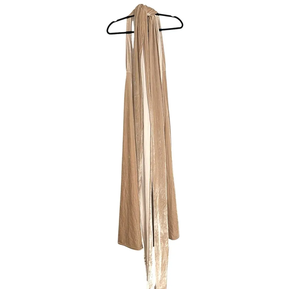 Revelry Micah Convertible Velvet Bridesmaid Maxi Dress Gown XL in Gold Champagne Tan - Image 4