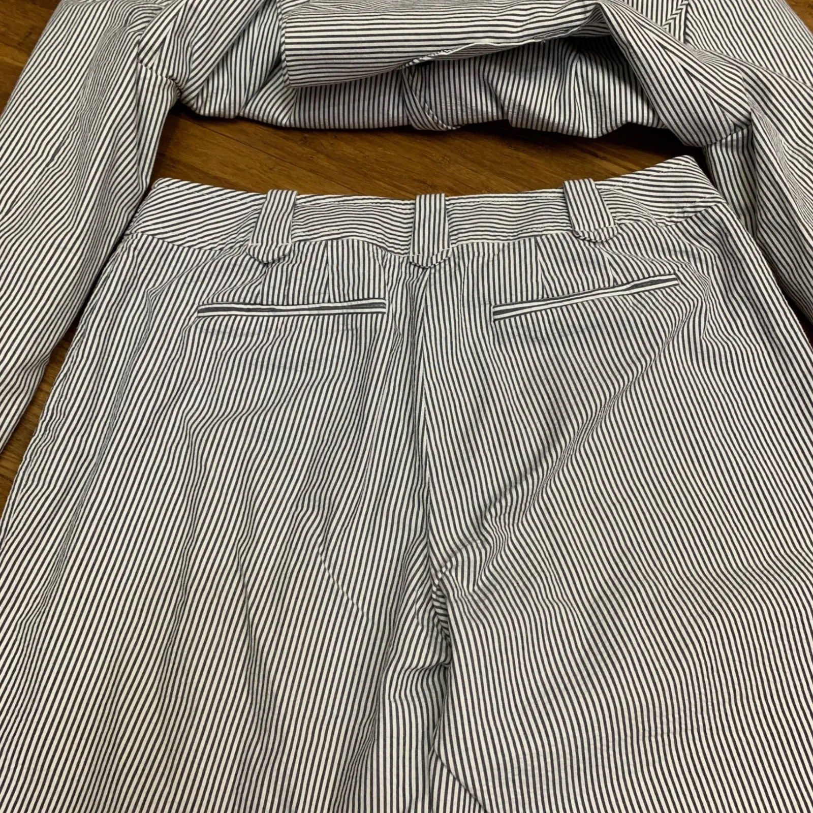 Ann Taylor LOFT Pinstripe Seersucker Blazer Pantsuit Suit Set Womens Size 6/8 - Image 7