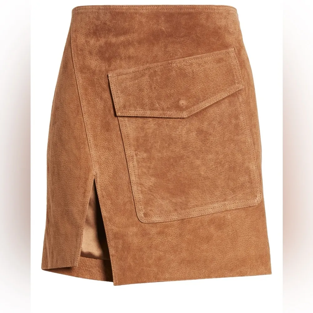 BLANKNYC Brown Suede Faux Wrap Miniskirt in Chocolate City Woman’s Size 25 - Image 5